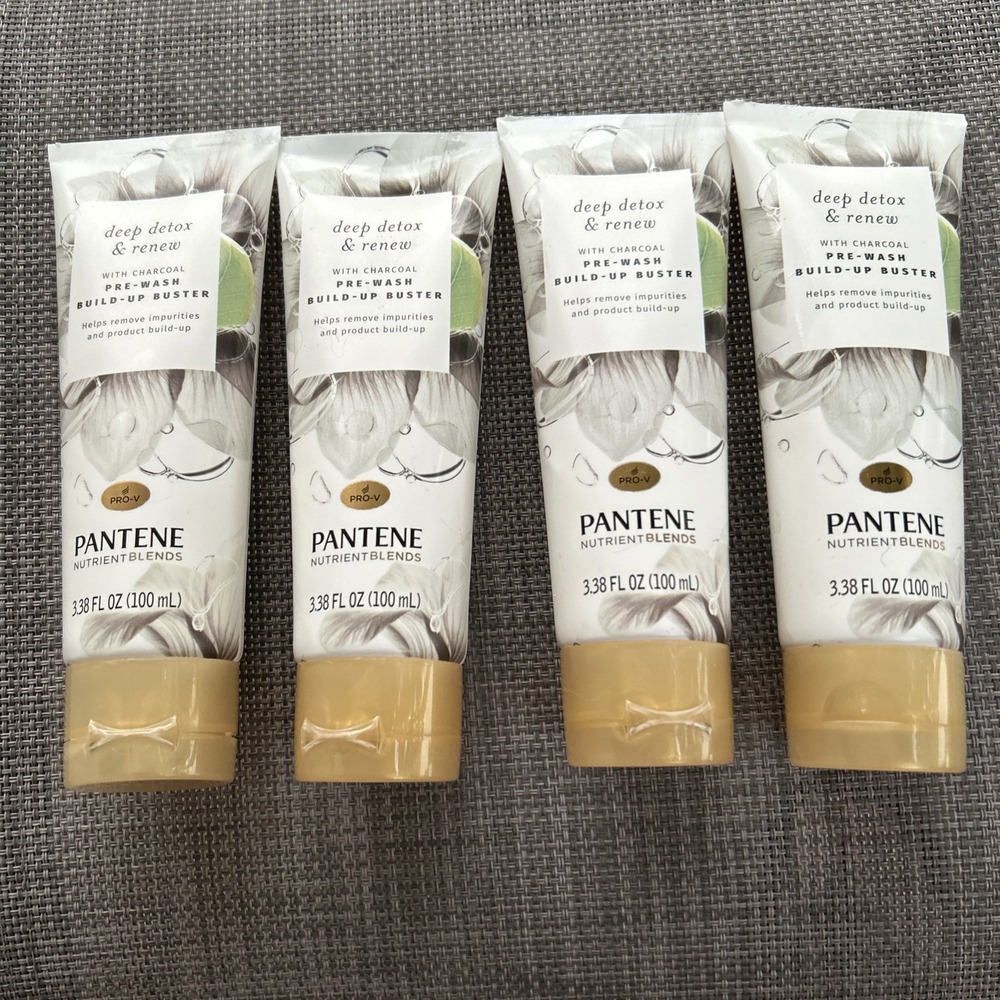 Pantene DEEP DETOX & RENEW Pre-Wash Build-Up Buster with Charcoal 3.38 fl oz (4)
